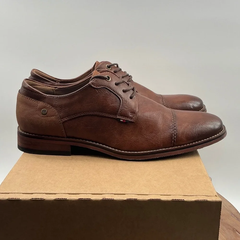 Tommy Hilfiger Mens Cognac Brown Cap Toe Oxford Dress Shoes TMRAIMO
